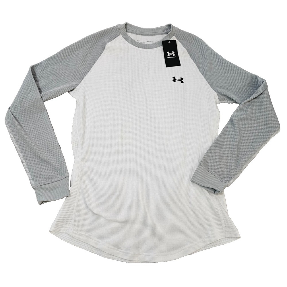 Under Armour® (Men's SMALL) Waffle™‎ Men's Crew Long Sleeve in White/Gray